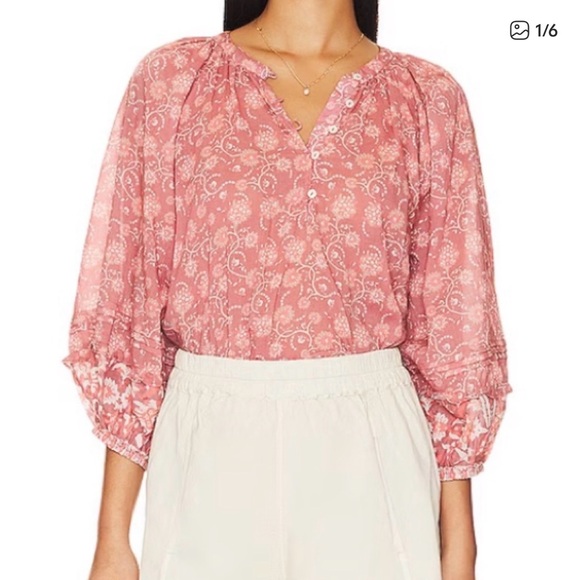 Cleobella Tops - Cleobella Quinn Blouse in a coral/peach floral‎ print Size L